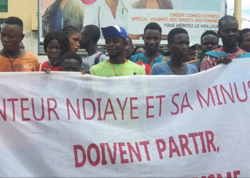 Rassemblement pacifique contre la MINUSCA sous le slogan « Non au dialogue avec les rebelles »