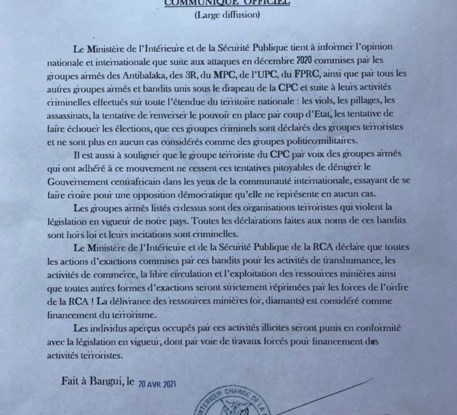 Les groupes militaro-politiques sont désormais « terroristes »