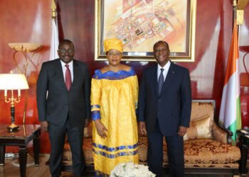 Audience d’au revoir du Président Alassane Ouattara et de l’ambassadrice centrafricaine, Honorine Lydie Magba
