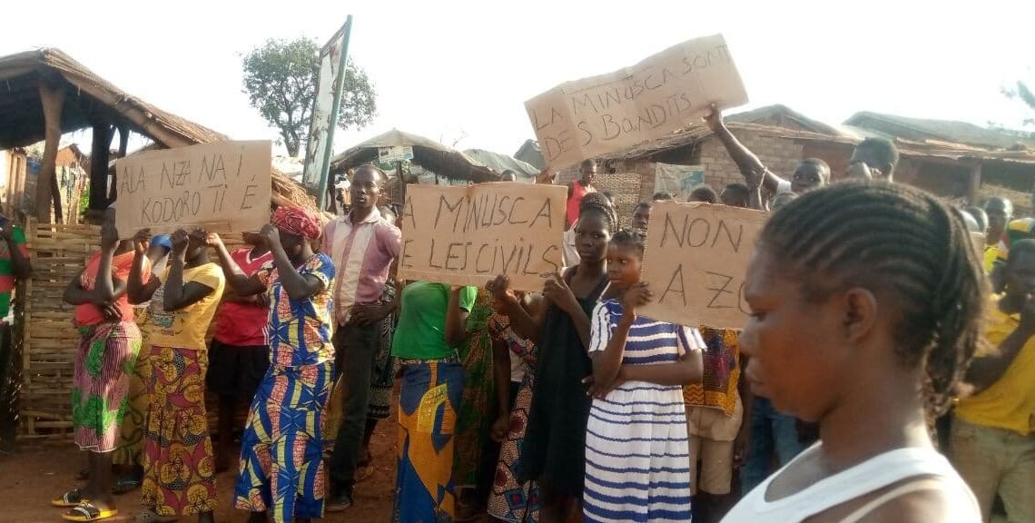 Un rassemblement de protestation contre la MINUSCA à Bria