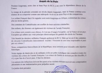 RNSAP dénonce les actes criminels posés par des troupes françaises de l’opération «Sangaris» entre 2013-2016