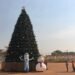 Un grand sapin de Noël installé au stade 20.000 places par les Amis Russes
