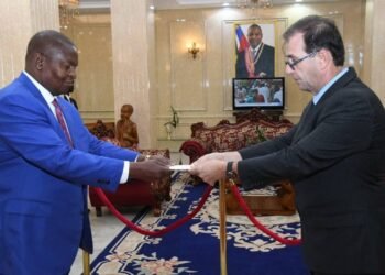 Remise des lettres de creances du nouvel ambassadeur de la France en RCA