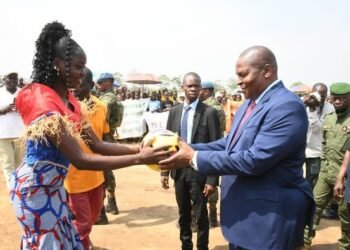 Président Touadera a presidé la cérémonie de pose de la première pierre du Centre Technique Féminin